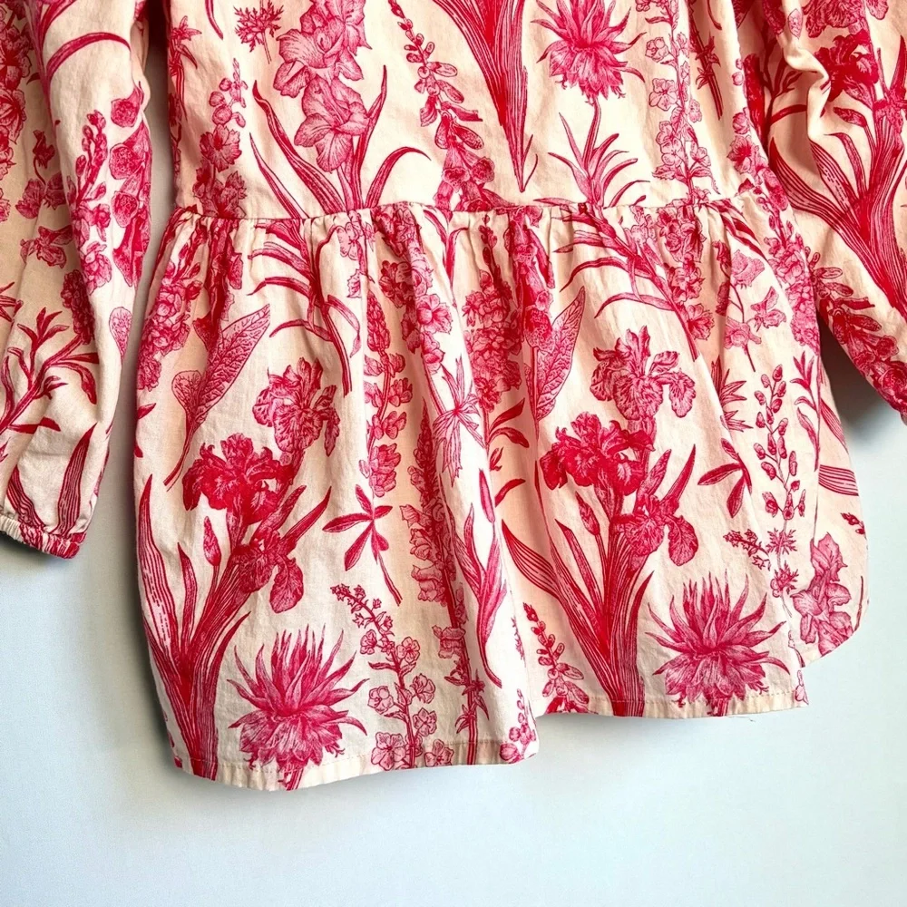 Victoria Dunn Floral Print Blouse XS Gathered Waist Square Neck Prairie EUC - Picture 13 of 13